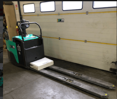 Porta-paletes eléctrico com condutor transportado Mitsubishi PBF20N3R Fourches 2400mm - 1